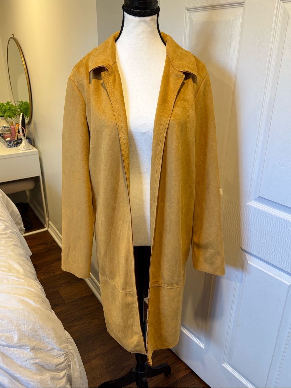 Philosophy Republic Faux Suede Duster Jacket Mustard Tan XL Fall Boho
